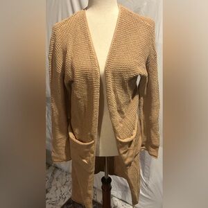 Long lightweight Upwest size small tan cardigan